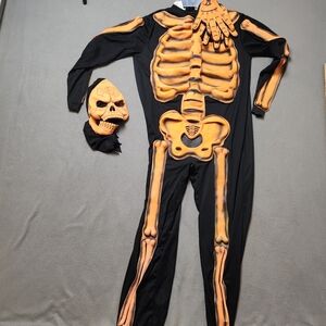 Skeleton Costume Neon Orange Adult Size Medium Rubies Halloween Costume